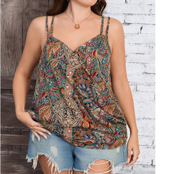 Plus Paisley Print Cami Strap Top - Picture 1 of 3